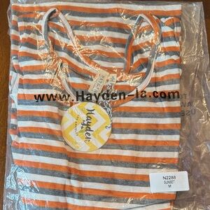 Hayden Orange, Gray & White Striped Tank Top